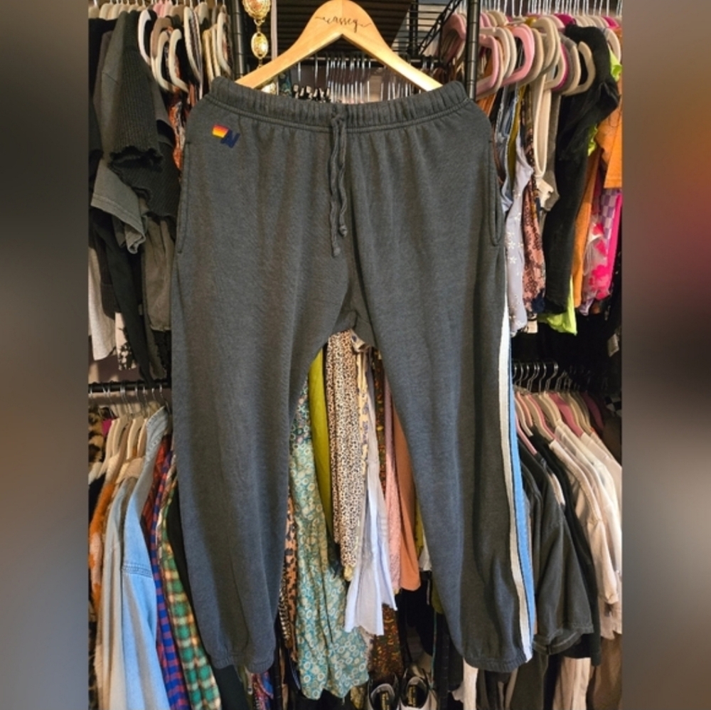 Aviatir Nation Blue and Gray stripe Joggers EUC!